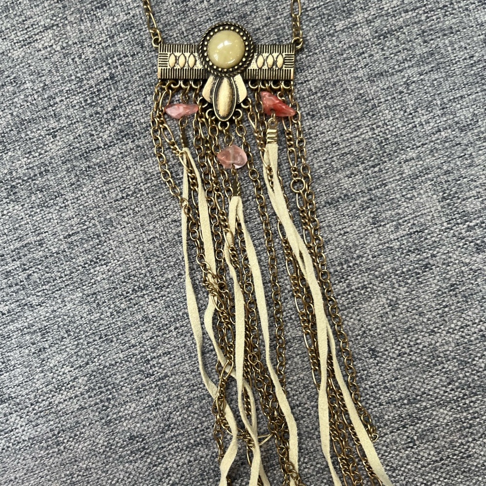 ☀️2/10$☀️Bohemian Bronze and Pink Necklace